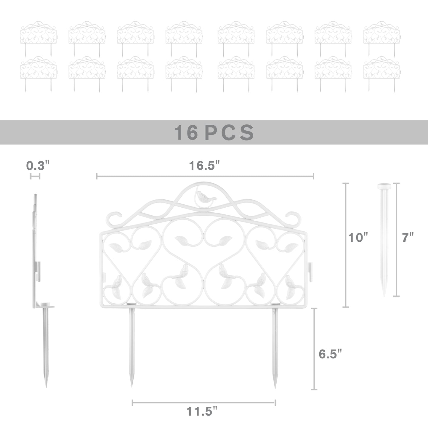 Leaf & Bird — Decorative Iron-Look Garden Edging