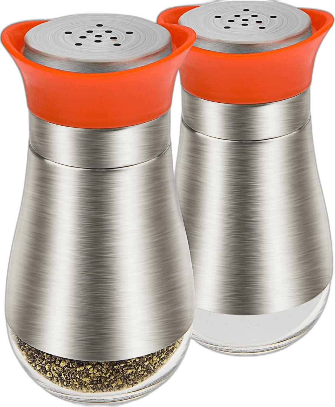 Evelyne Salt Pepper Seasoning Glass Shaker with Stainless Steel Cover 2 pcs Pa