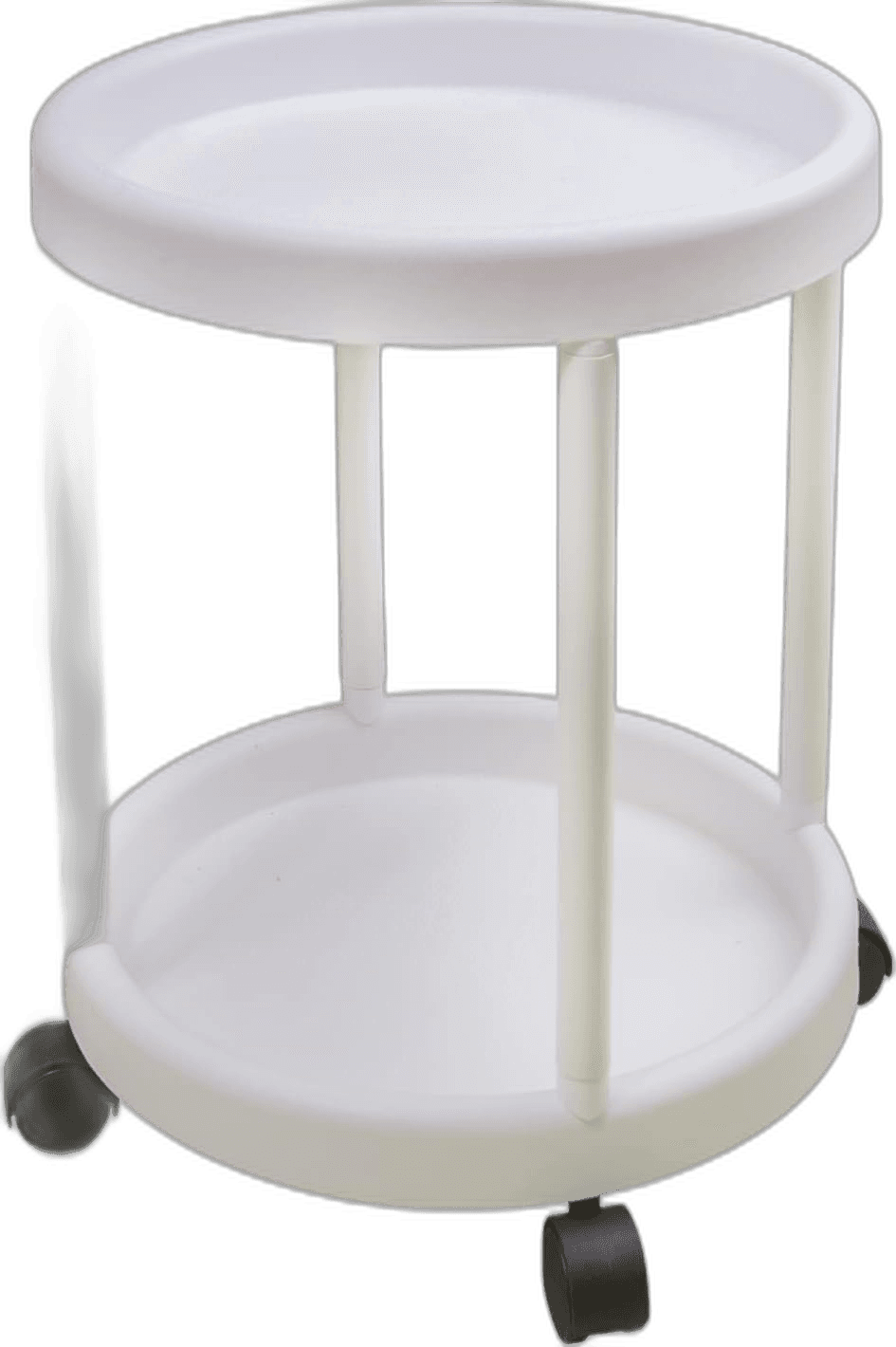 Evelyne White Mini Rolling Craft Side Double Deck Desk for Beverages and Snack