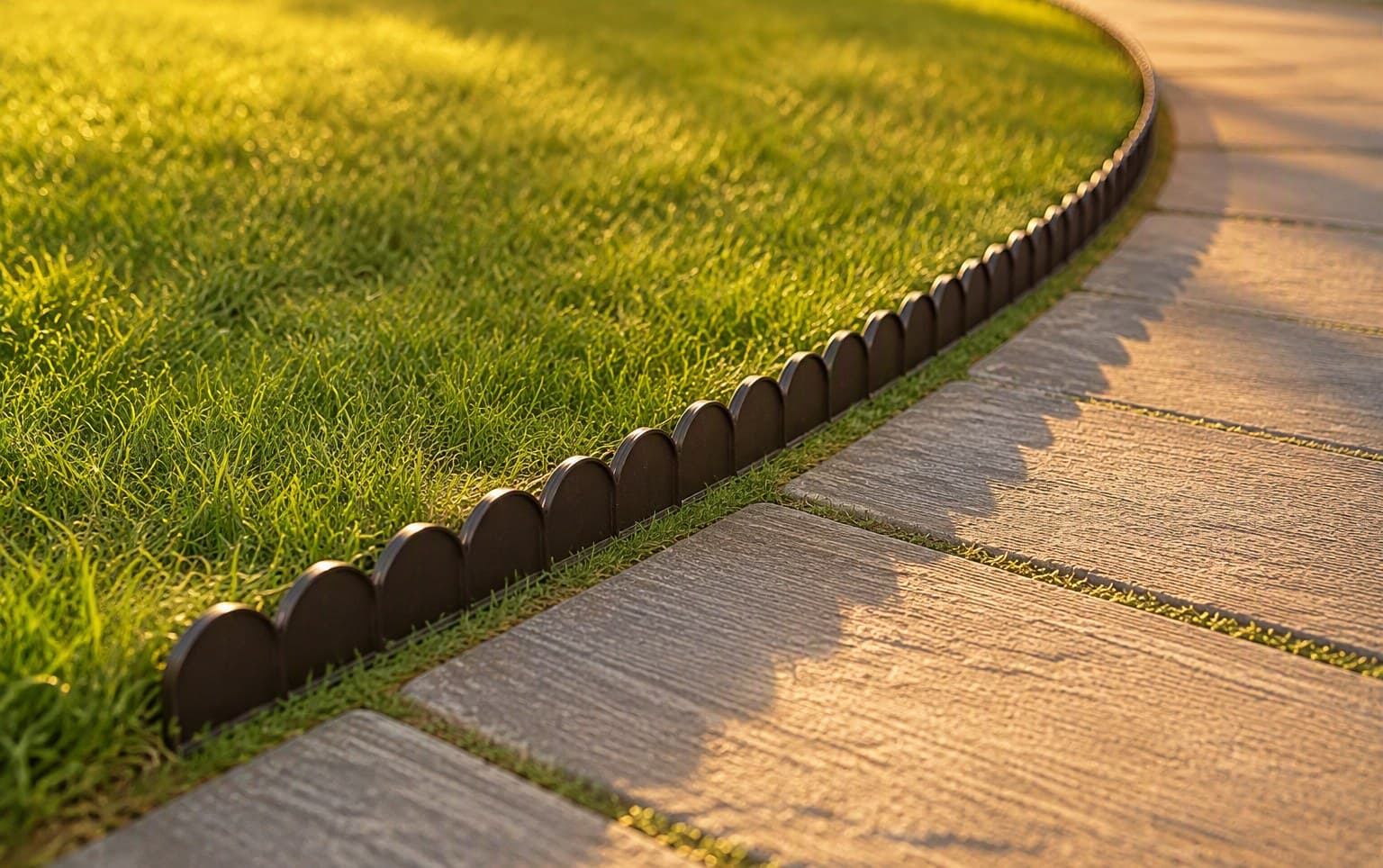 Half-round edging holding a clean line along the garden path