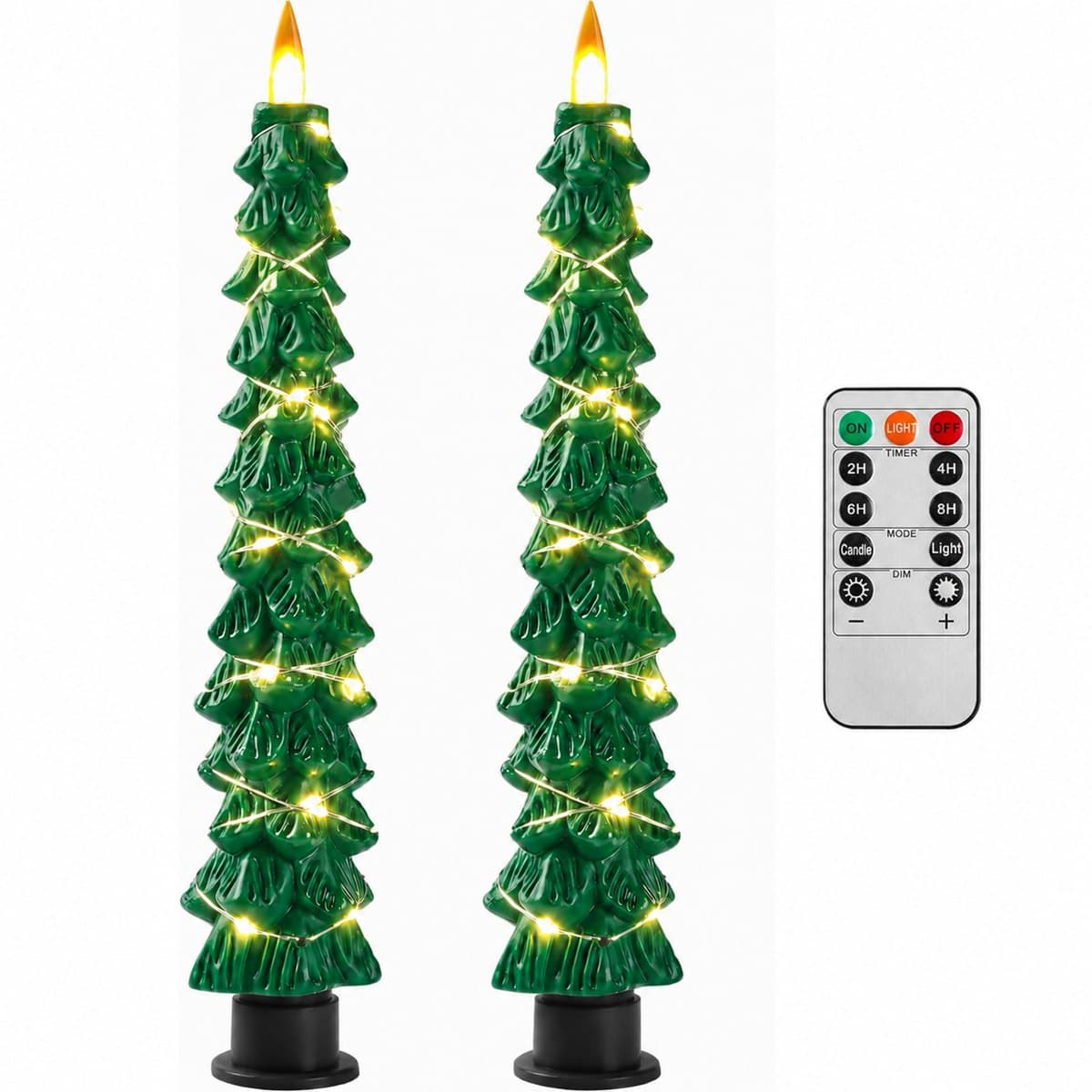 Christmas Tree LED Taper Candles — 2-Pack with Remote — photo