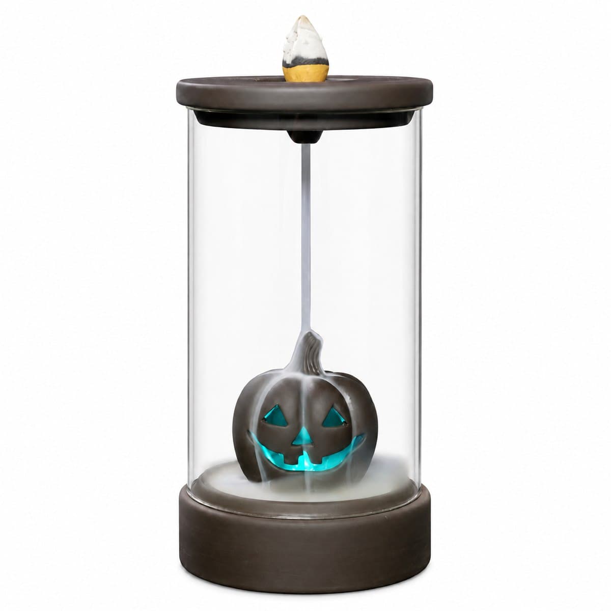 Halloween Glass Dome Backflow Incense Burner — LED Color Glow — photo