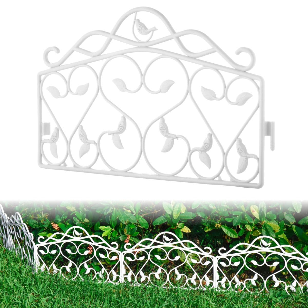 Leaf & Bird garden edging — White