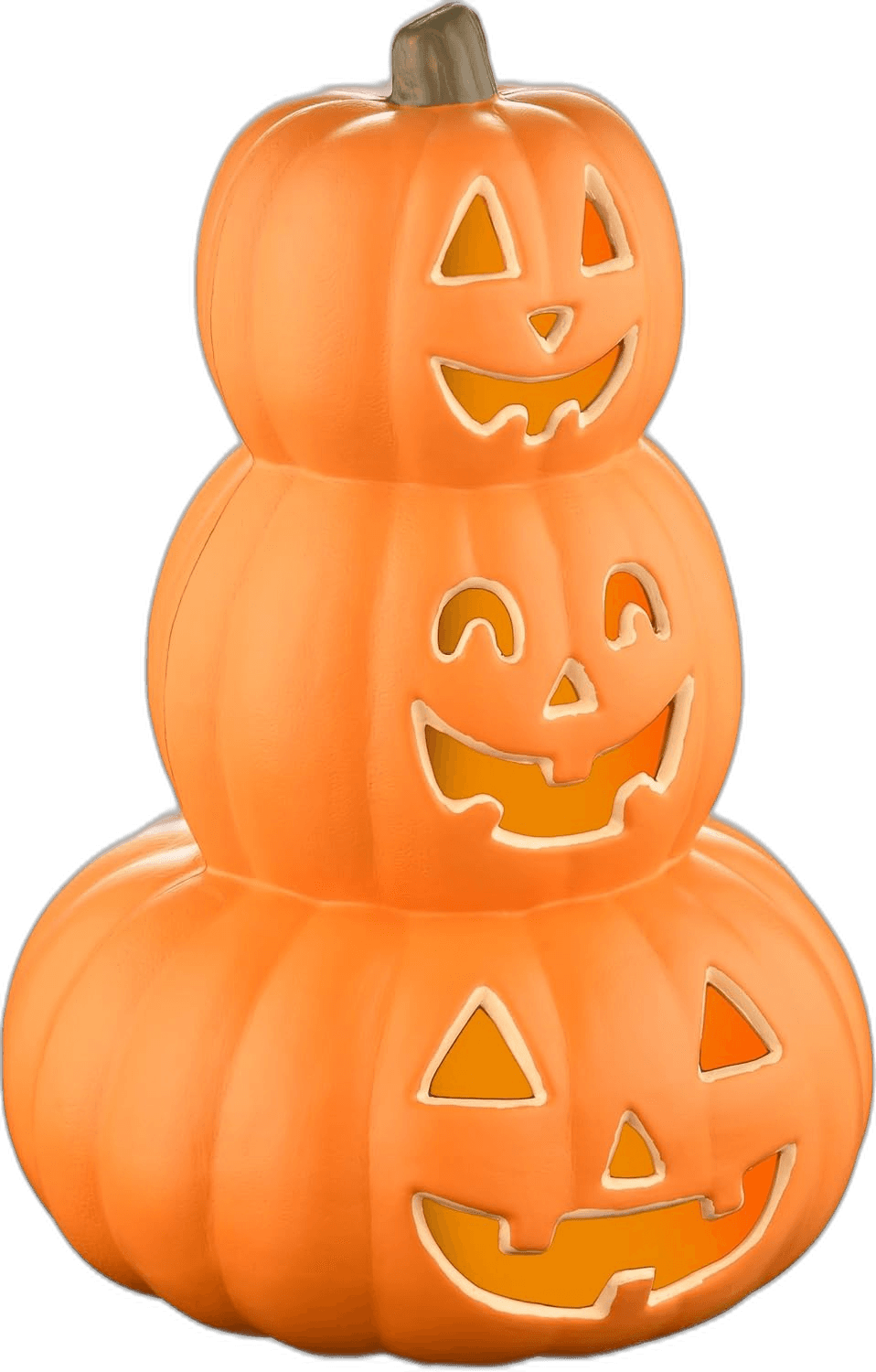 Stacked jack-o'-lantern 3-tier pumpkin decoration — photo 1