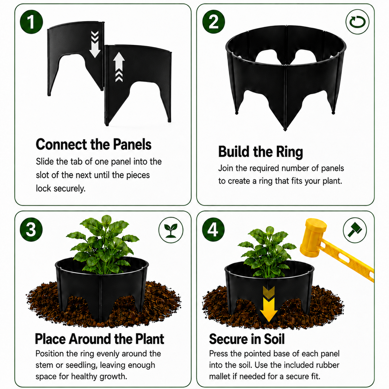 Adjustable Planting Grow Rings, Interlocking Garden Plant Rings, Spliceable Plant Circle Rings for Deep Watering, Soil Moisture Retention, Vegetables, Herbs, Flowers