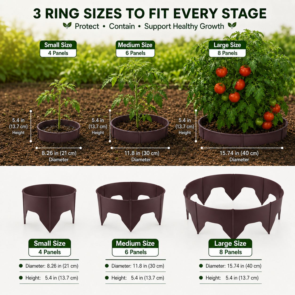 Adjustable Planting Grow Rings, Interlocking Garden Plant Rings, Spliceable Plant Circle Rings for Deep Watering, Soil Moisture Retention, Vegetables, Herbs, Flowers