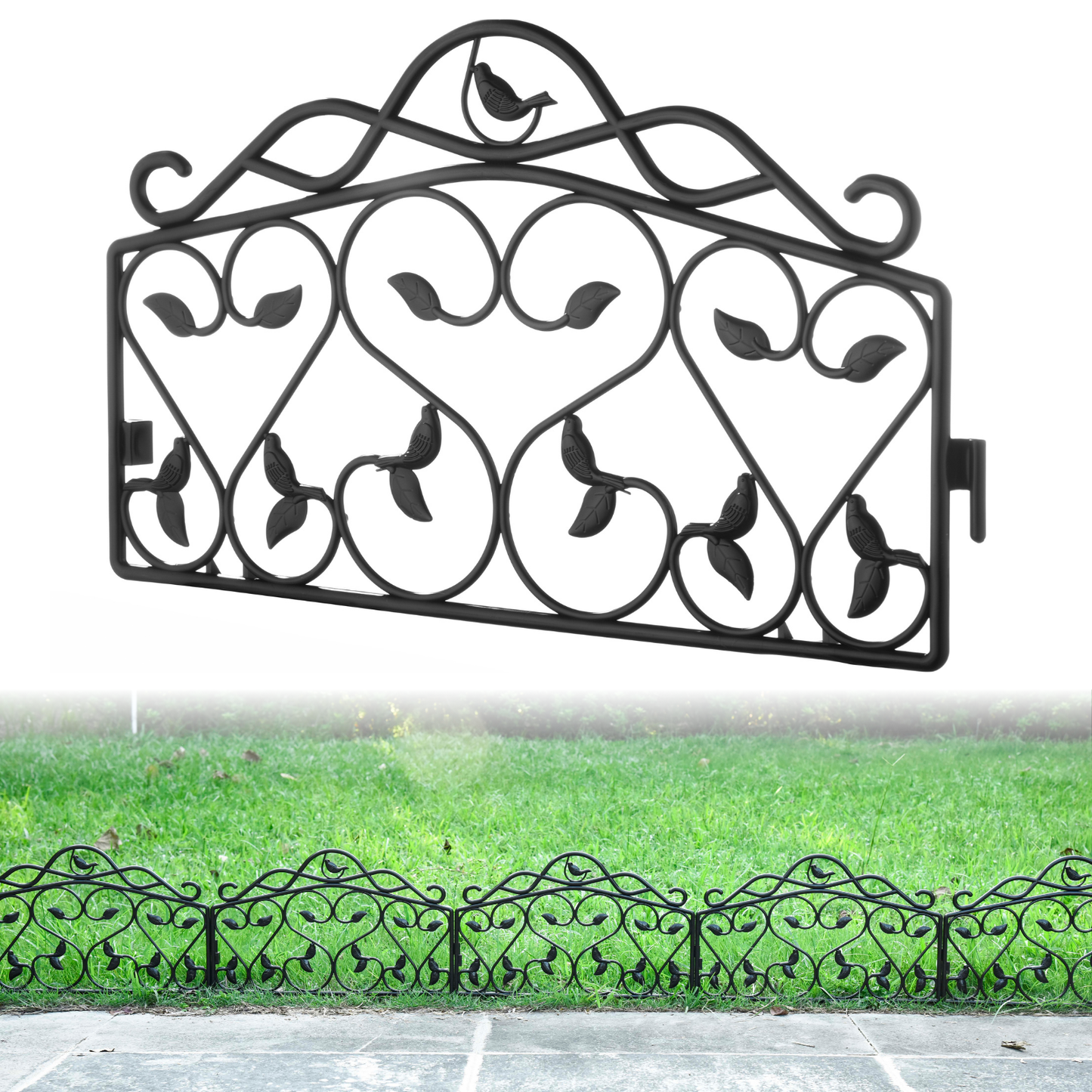 Leaf & Bird — Decorative Iron-Look Garden Edging