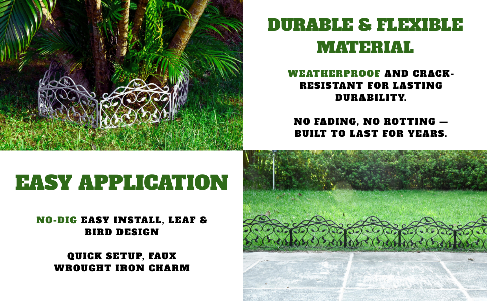 Leaf & Bird — Decorative Iron-Look Garden Edging
