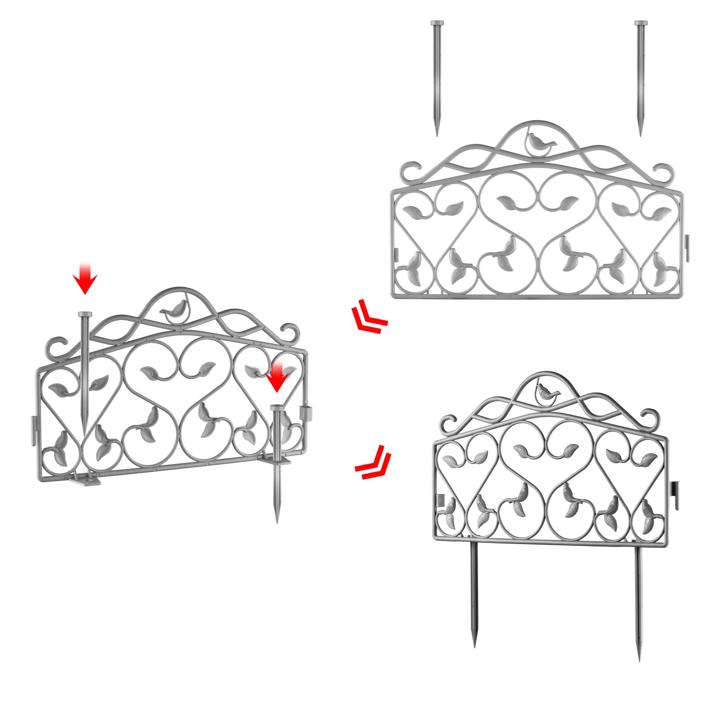 Leaf & Bird — Decorative Iron-Look Garden Edging
