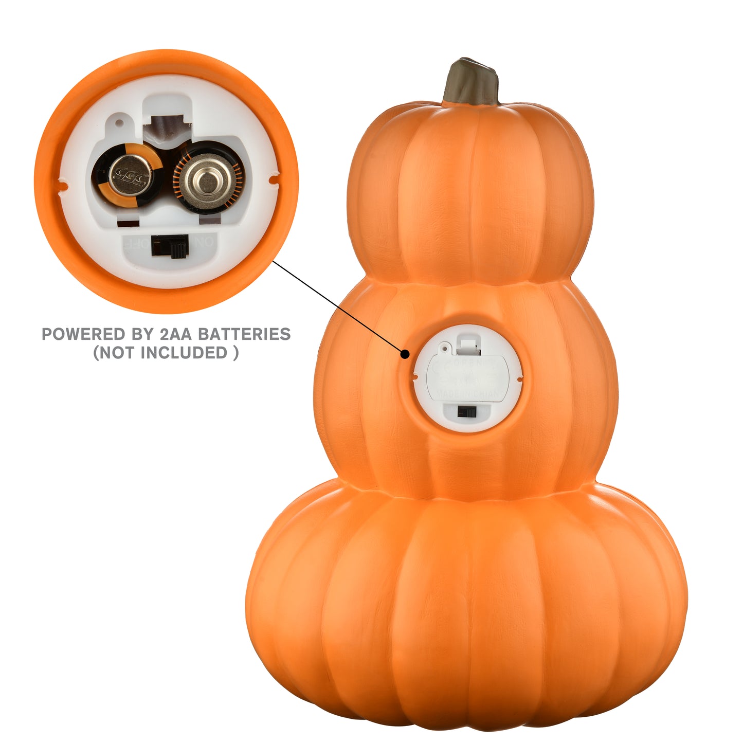 Stacked Jack-O’-Lantern Pumpkin Decoration – 3-Tier Light-Up Halloween Gourd HDPE Plastic – Indoor/Outdoor Fall Decor with Happy Ghost Faces – Cute Pumpkin Tower for Porch Tabletop