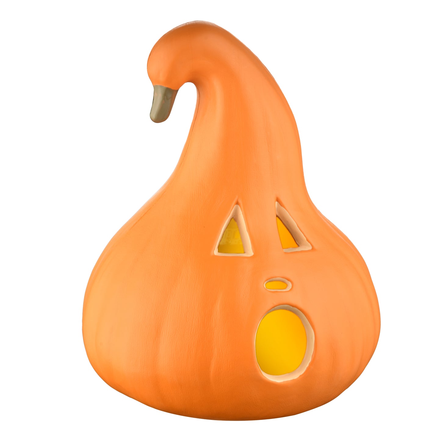 Halloween Decoration – Light-Up Jack-O’-Lantern Ghost Face with Curved Stem – Indoor Tabletop Fall Decor, Pumpkin – Cute Spooky Autumn Accent for Home or Office