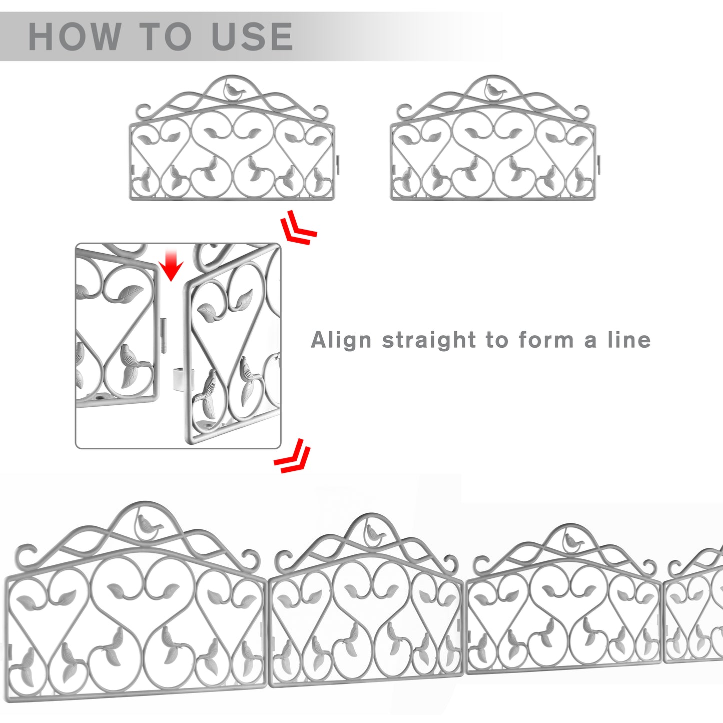 Leaf & Bird — Decorative Iron-Look Garden Edging