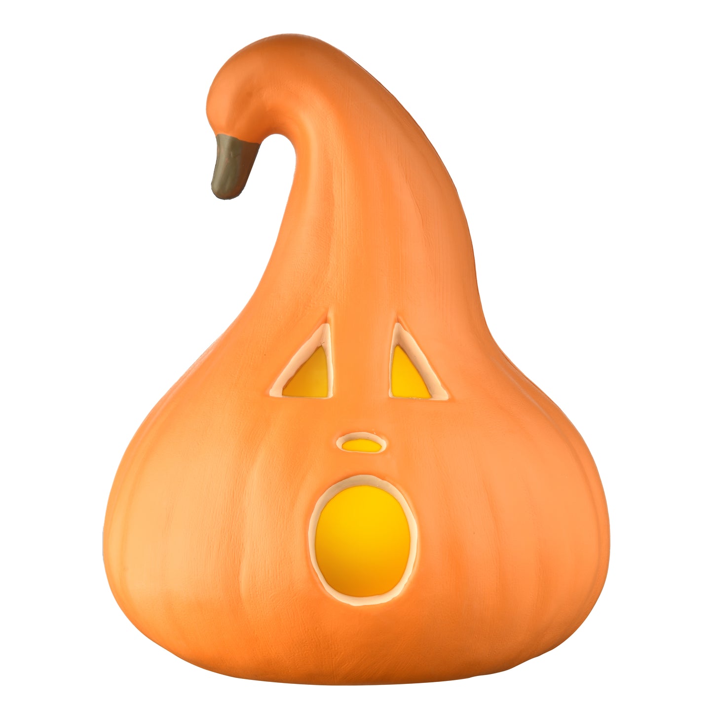Halloween Decoration – Light-Up Jack-O’-Lantern Ghost Face with Curved Stem – Indoor Tabletop Fall Decor, Pumpkin – Cute Spooky Autumn Accent for Home or Office