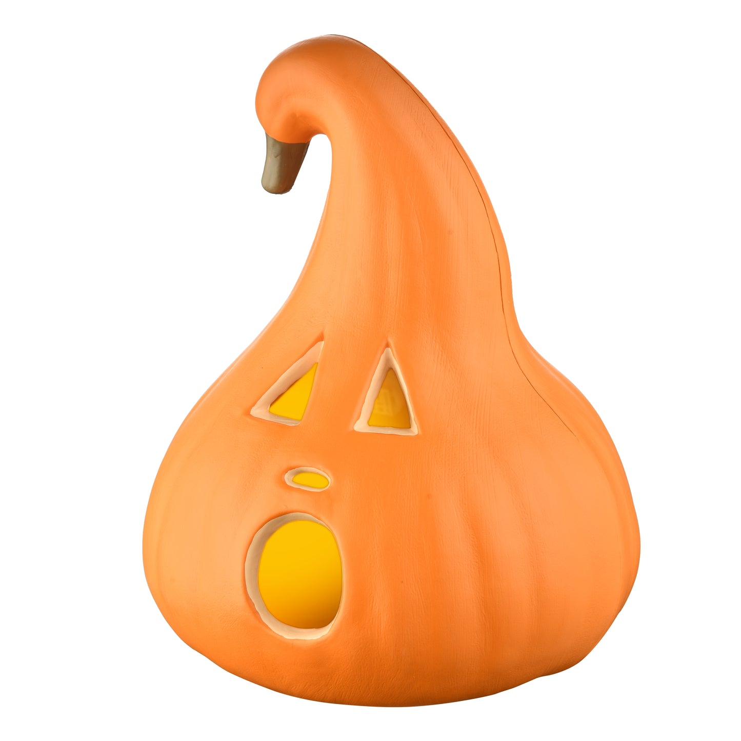 Halloween Decoration – Light-Up Jack-O’-Lantern Ghost Face with Curved Stem – Indoor Tabletop Fall Decor, Pumpkin – Cute Spooky Autumn Accent for Home or Office