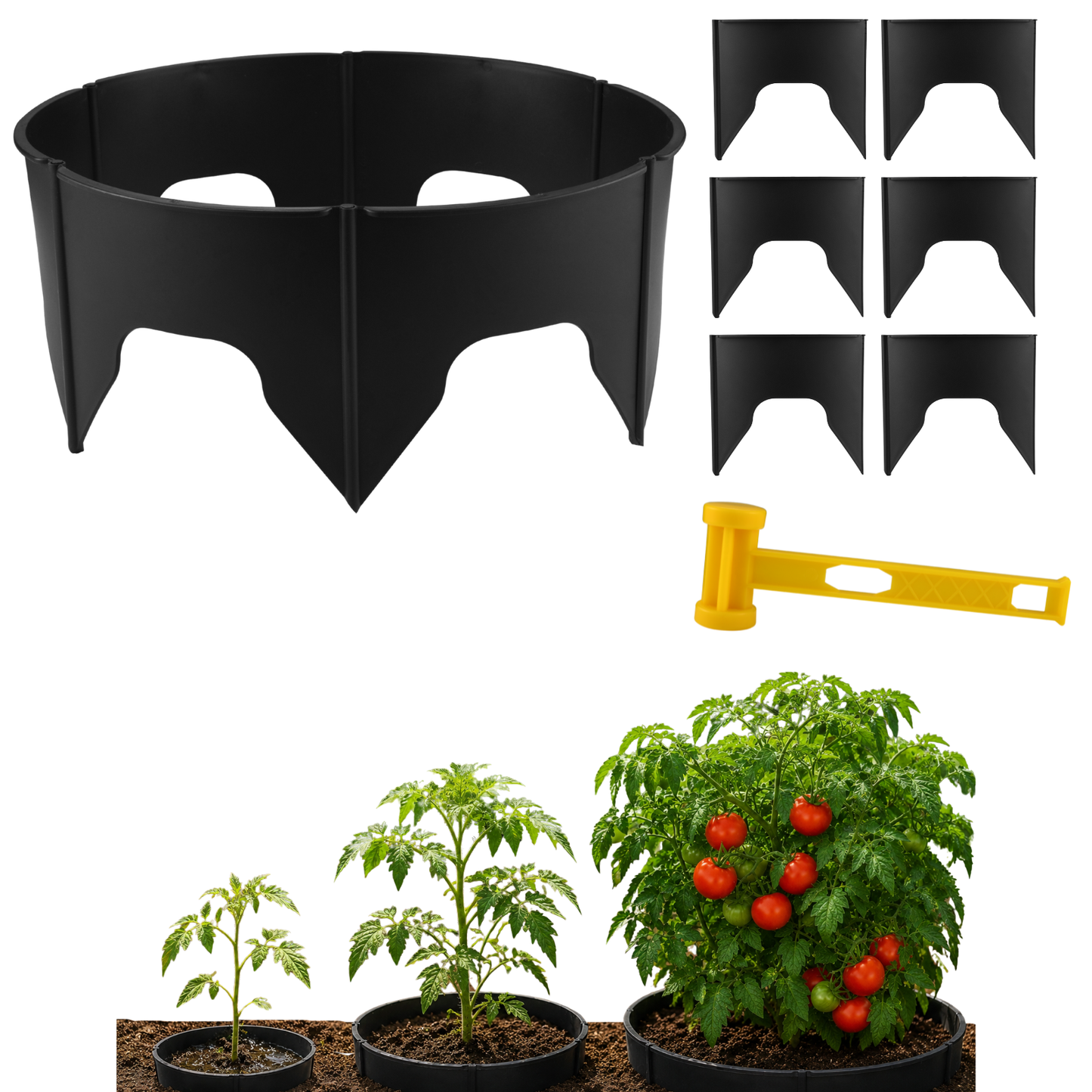 Adjustable Planting Grow Rings, Interlocking Garden Plant Rings, Spliceable Plant Circle Rings for Deep Watering, Soil Moisture Retention, Vegetables, Herbs, Flowers