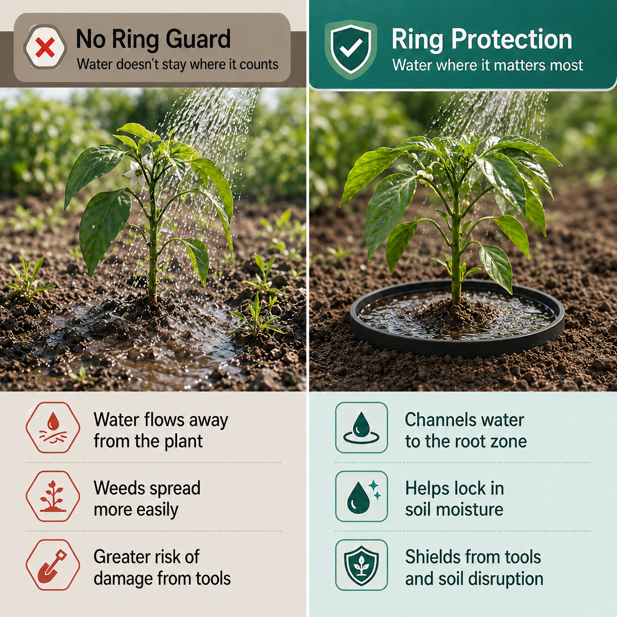 Adjustable Planting Grow Rings, Interlocking Garden Plant Rings, Spliceable Plant Circle Rings for Deep Watering, Soil Moisture Retention, Vegetables, Herbs, Flowers