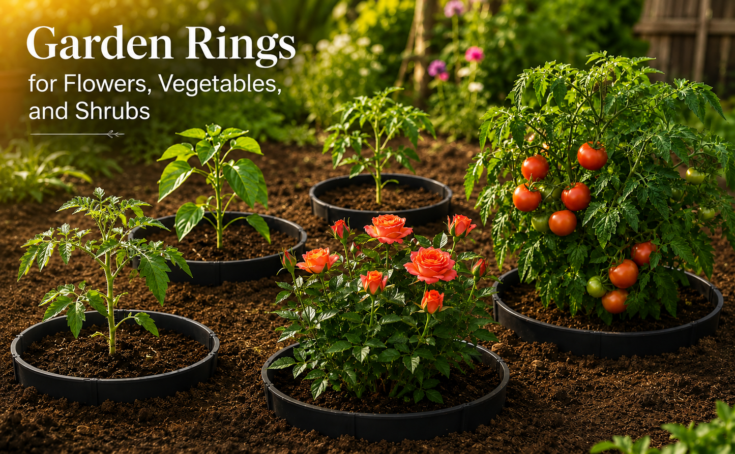 Adjustable Planting Grow Rings, Interlocking Garden Plant Rings, Spliceable Plant Circle Rings for Deep Watering, Soil Moisture Retention, Vegetables, Herbs, Flowers
