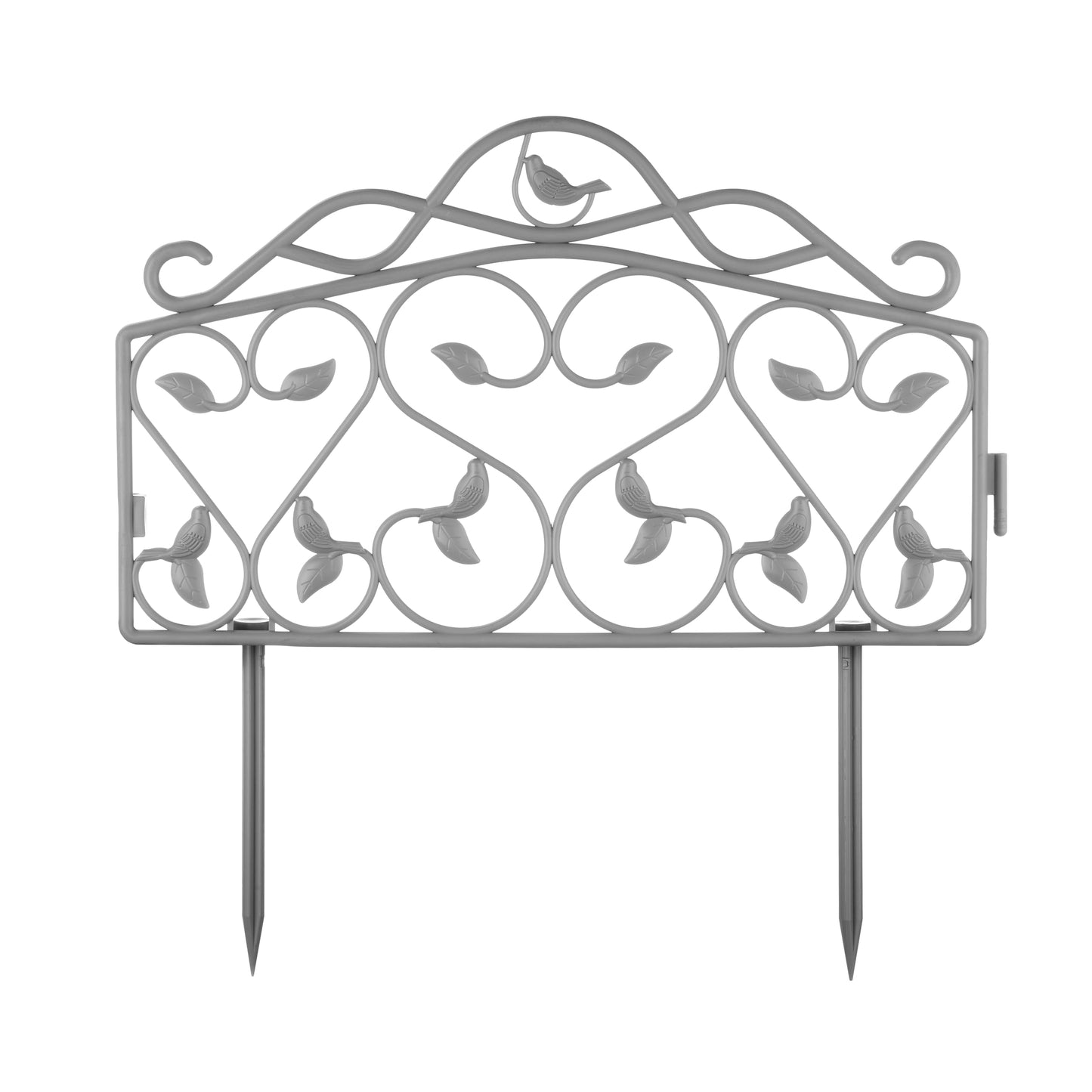 Decorative Garden Edging with Leaf & Bird Design – Faux Wrought Iron Look, Easy-Install Border Panels (10 ft/20 ft Set)
