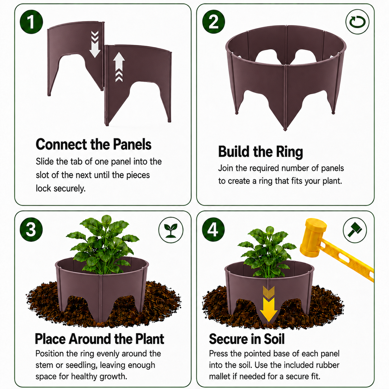 Adjustable Planting Grow Rings, Interlocking Garden Plant Rings, Spliceable Plant Circle Rings for Deep Watering, Soil Moisture Retention, Vegetables, Herbs, Flowers