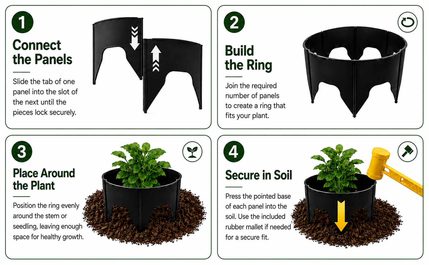 Adjustable Planting Grow Rings, Interlocking Garden Plant Rings, Spliceable Plant Circle Rings for Deep Watering, Soil Moisture Retention, Vegetables, Herbs, Flowers