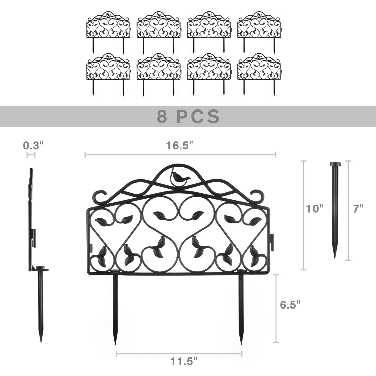 Leaf & Bird — Decorative Iron-Look Garden Edging