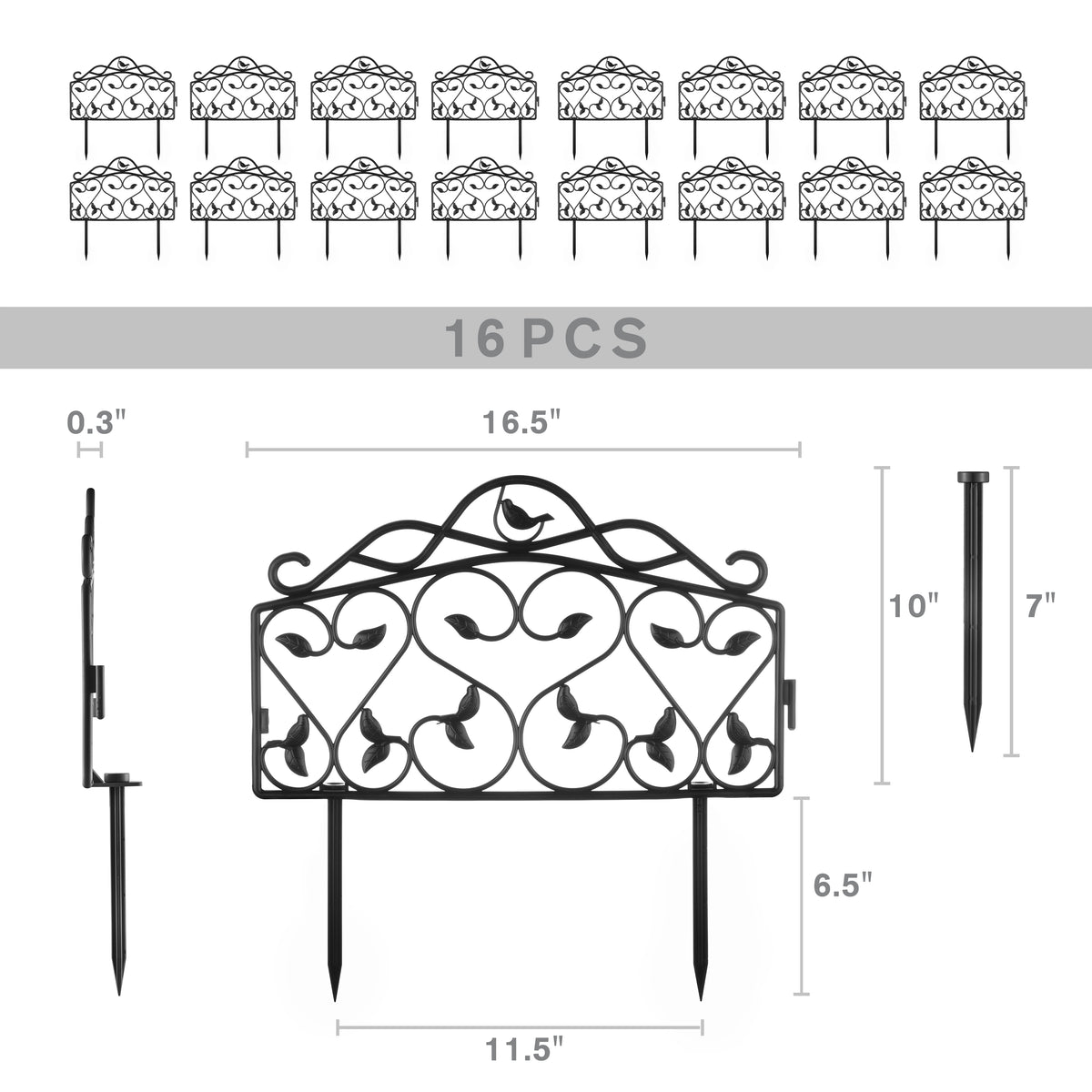 Leaf & Bird — Decorative Iron-Look Garden Edging