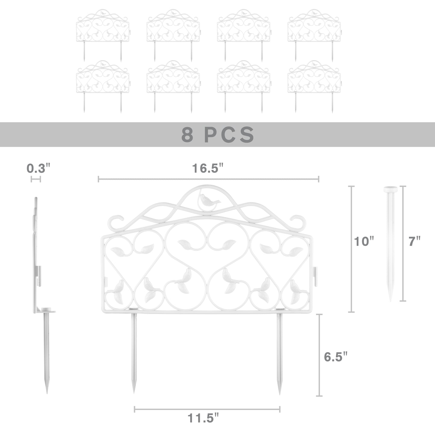 Leaf & Bird — Decorative Iron-Look Garden Edging