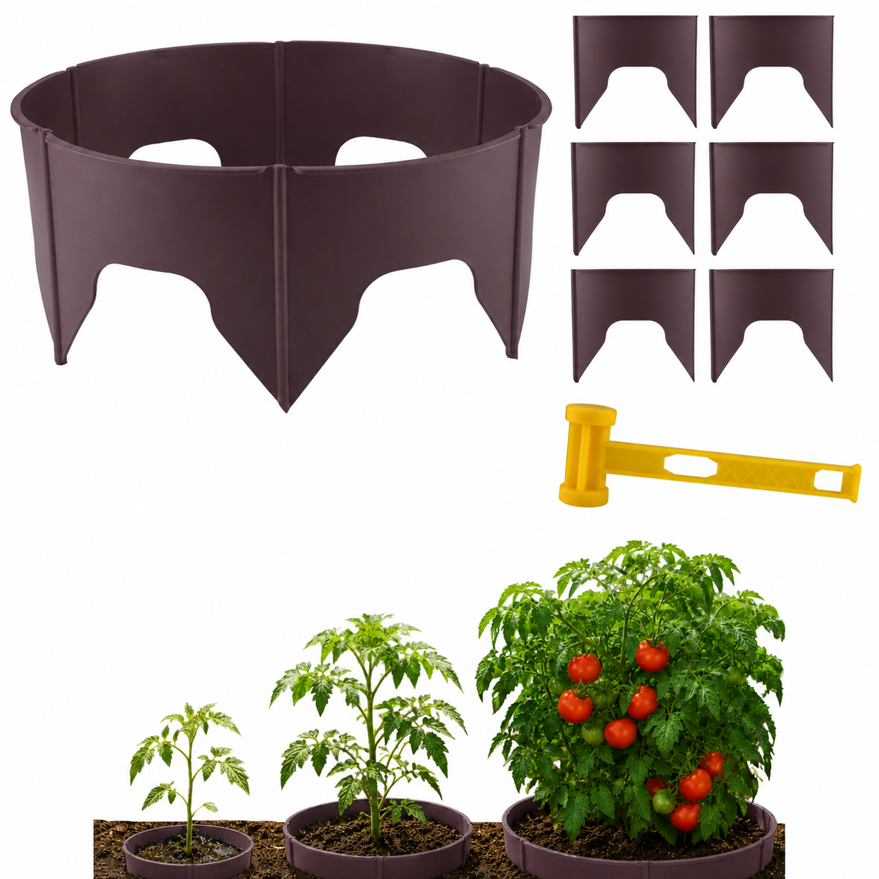 Adjustable Planting Grow Rings, Interlocking Garden Plant Rings, Spliceable Plant Circle Rings for Deep Watering, Soil Moisture Retention, Vegetables, Herbs, Flowers