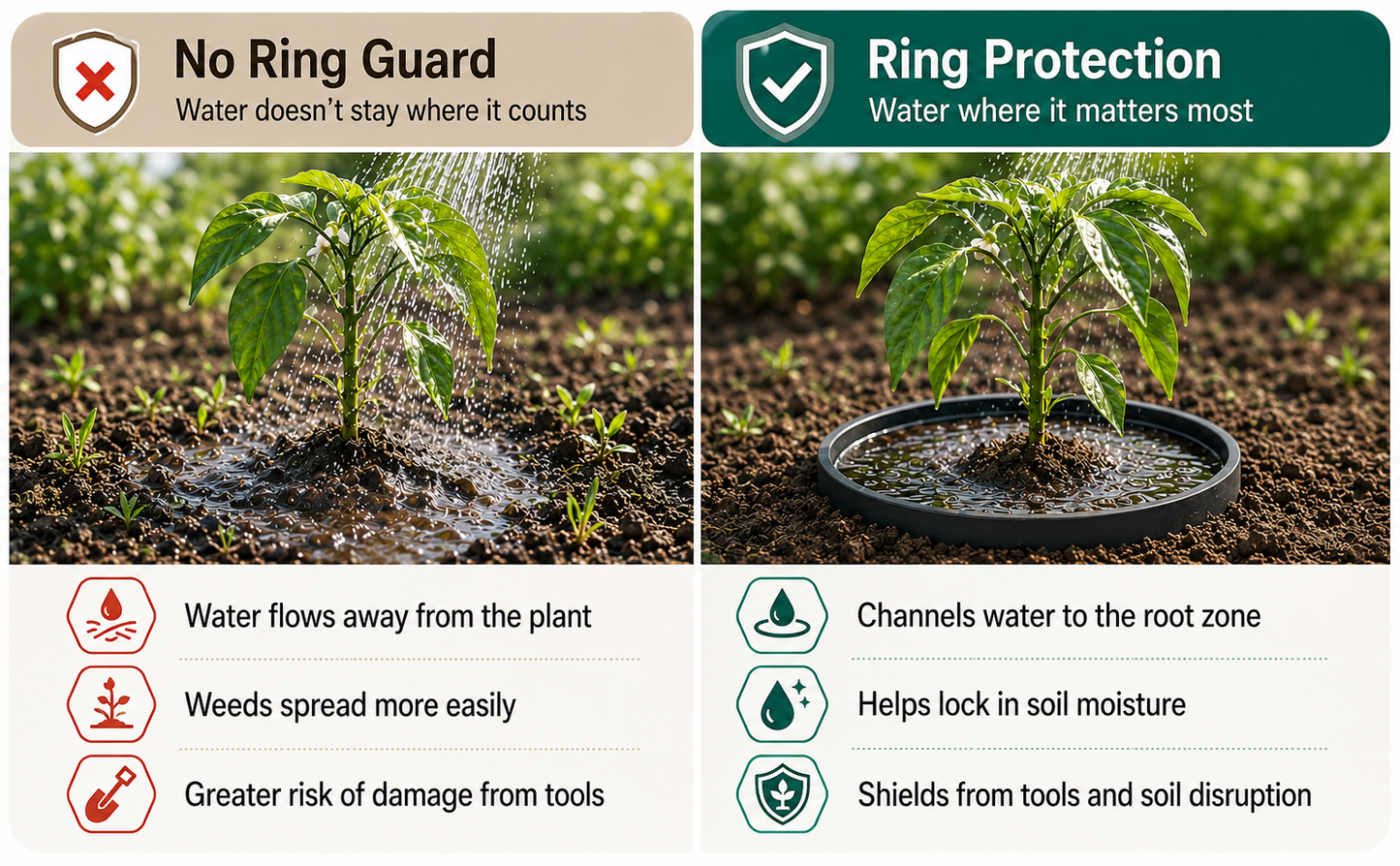 Adjustable Planting Grow Rings, Interlocking Garden Plant Rings, Spliceable Plant Circle Rings for Deep Watering, Soil Moisture Retention, Vegetables, Herbs, Flowers
