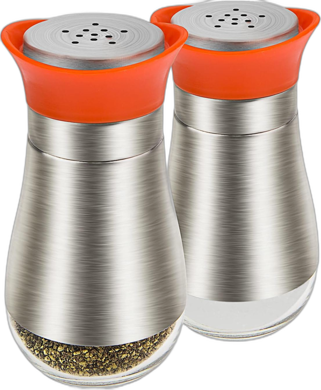 Evelyne Salt Pepper Seasoning Glass Shaker with Stainless Steel Cover 2 pcs Pa