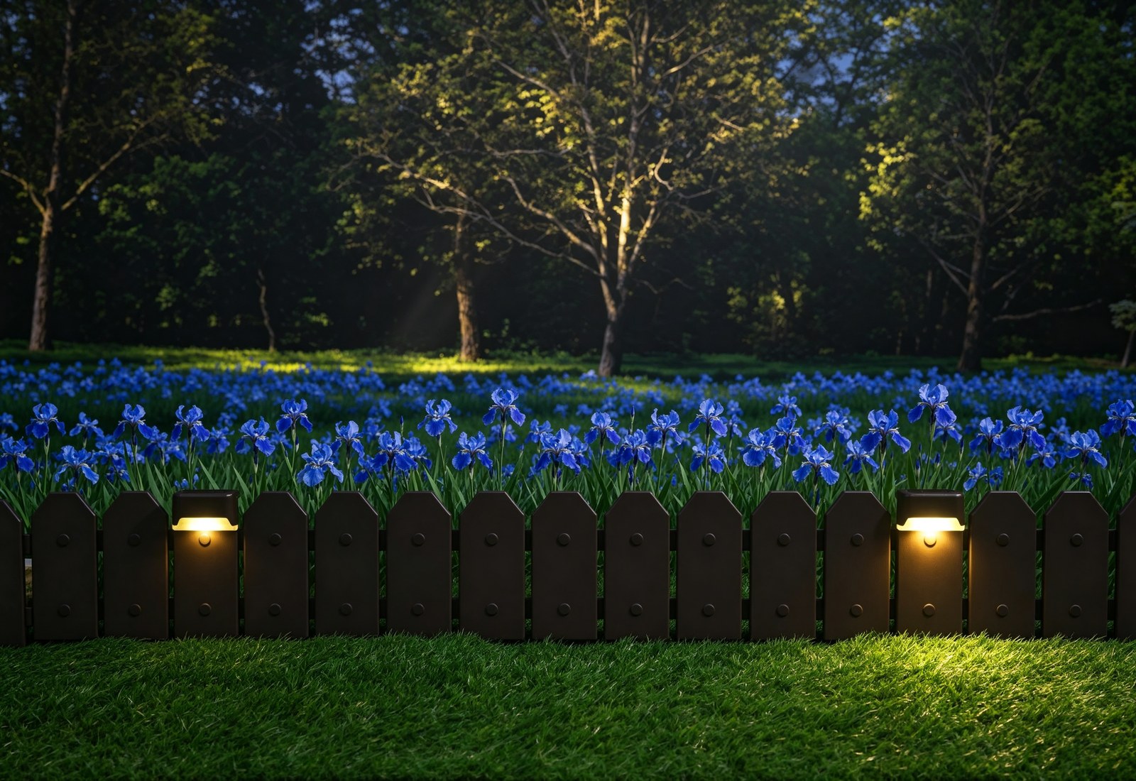 Semi-circular garden fencing edging a fresh bed