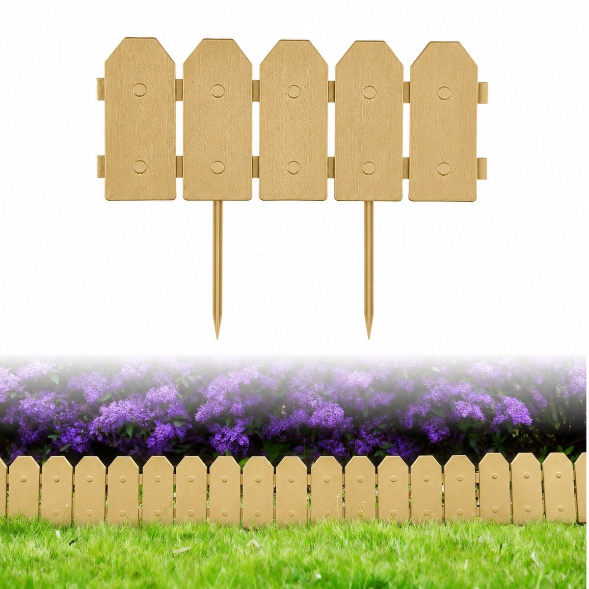 Woodgrain dog-ear garden border fencing — Timber — photo