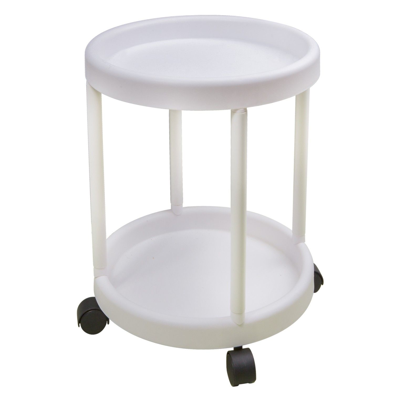Evelyne White Mini Rolling Craft Side Double Deck Desk for Beverages and Snack