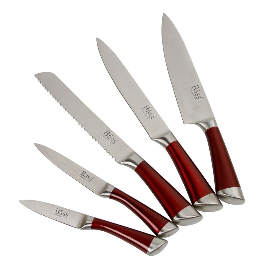 Evelyne Gmt-10031 Stainless Steel Kitchen Knife Set With Red Handle 